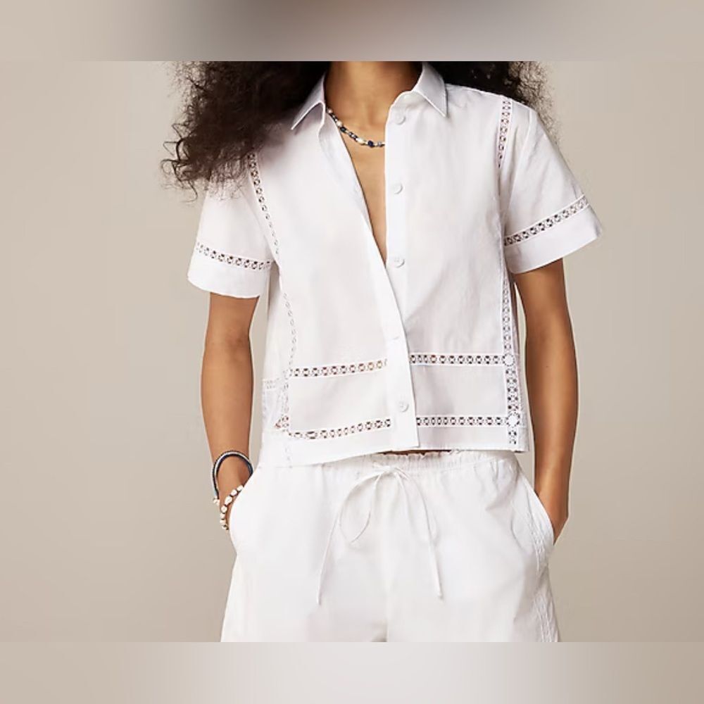 J.Crew Gamine eyelet-trim shirt NWT Size 00